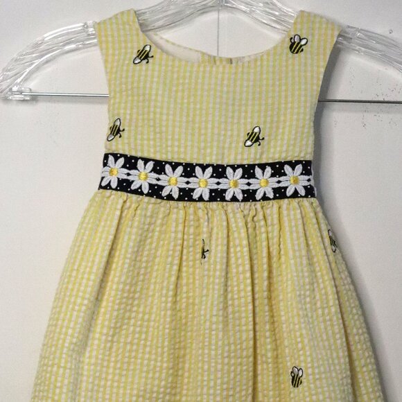 Girls 4T Yellow Gingham Seersucker Bumblebee Sundress Emily Rose Spring Easter - Picture 1 of 8